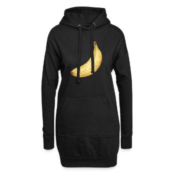 Mosaïque Banane Jaune Or - Sweat-shirt à capuche long Femme - noir - Devant