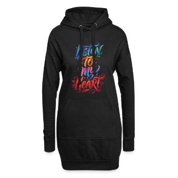 Listen To My Heart Colorful Text Painting Print - Hoodie-Kleid - Schwarz - Vorne