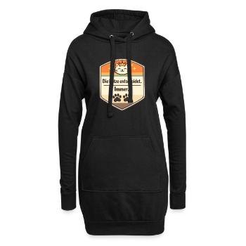 Die Katze entscheidet. Immer. - Hoodie-Kleid - Schwarz - Vorne