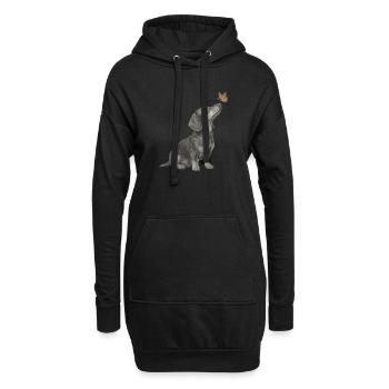 Dackel Illustration mit Schmetterling Hund - Hoodie-Kleid - Schwarz - Vorne