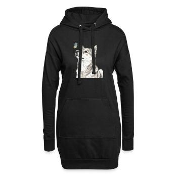 Shiba Inu Hund blickt auf Schmetterling - Hoodie-Kleid - Schwarz - Vorne