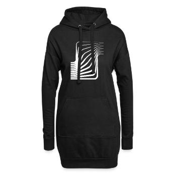 Monochrome Curved Waves - Hoodie Dress - black - Front