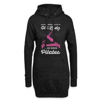 Unterschätze niemals eine alte Frau, die Pilates macht - Hoodie-Kleid - Schwarz - Vorne