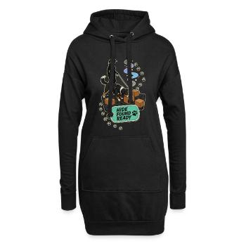 HIDE FOUND READY Hund - Hoodie-Kleid - Schwarz - Vorne