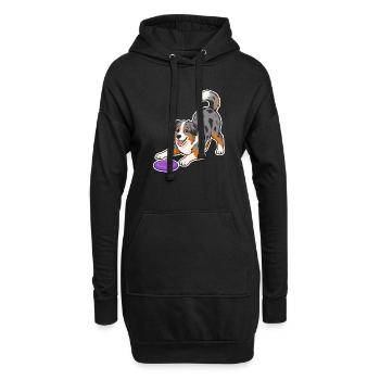 Berger australien avec frisbee violet - Sweat-shirt à capuche long Femme - noir - Devant