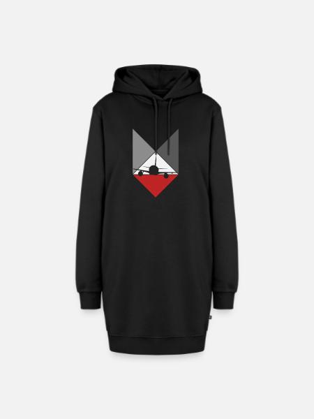 Flugverkehr - Hoodie-Kleid - Schwarz