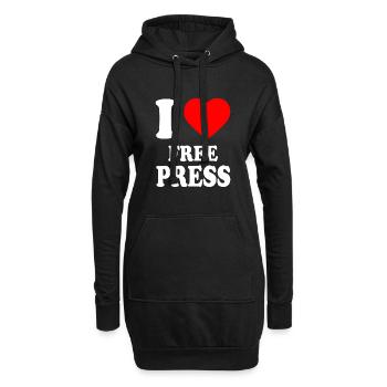 i love free press - Sweat-shirt à capuche long Femme - noir - Devant