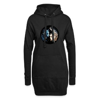 Chats Yin Yang - Sweat-shirt à capuche long Femme - noir - Devant