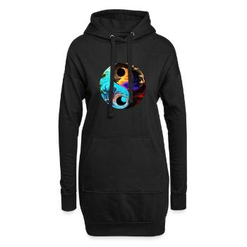 Yin Yang - Hoodie-Kleid - Schwarz - Vorne