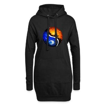 Yin Yang - Hoodie-Kleid - Schwarz - Vorne