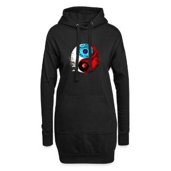 Yin Yang - Hoodie-Kleid - Schwarz - Vorne