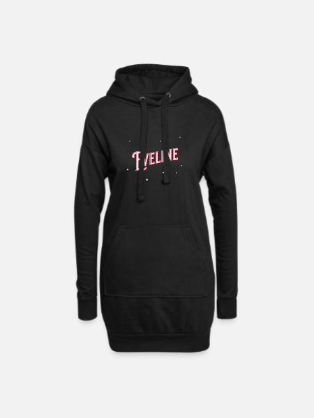 Eveline Namen personalisiert - Hoodie-Kleid - Schwarz