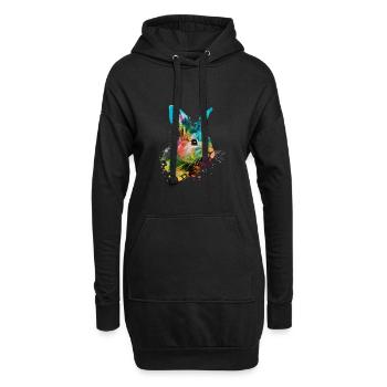 Mignon petit lapin Pour les amoureux des lapins Coloré - Sweat-shirt à capuche long Femme - noir - Devant