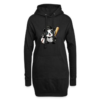 Panda Baseballspieler in Aktion - Hoodie-Kleid - Schwarz - Vorne