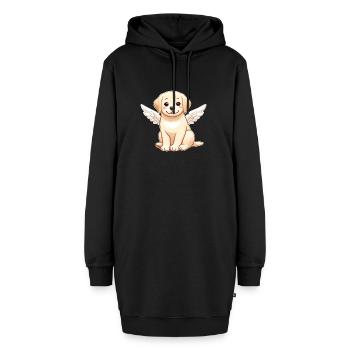Labrador Hund Engel Schwarz Weiß Klassiker - Hoodie-Kleid - Schwarz - Vorne