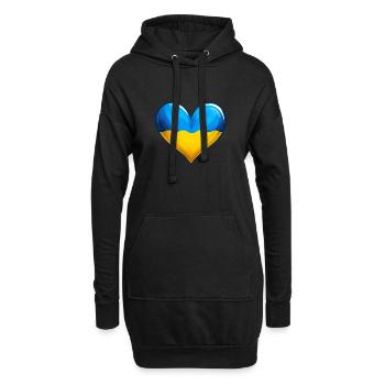 Ukraine Ukrainische Farben Herz Blau Gelb - Hoodie-Kleid - Schwarz - Vorne