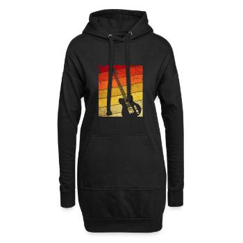 Guitare guitariste musique amour musicien bande rétro - Sweat-shirt à capuche long Femme - noir - Devant