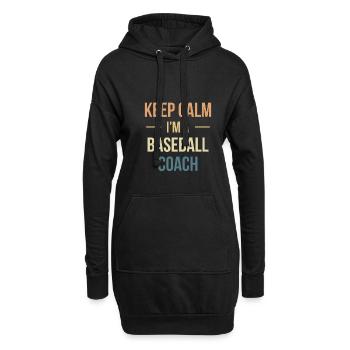 Restez calme Je suis un entraîneur de baseball - Sweat-shirt à capuche long Femme - noir - Devant