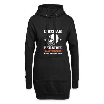 Joueur de ligne parce que les quarts-arrières ont aussi besoin de héros - Sweat-shirt à capuche long Femme - noir - Devant
