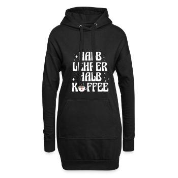 Halb Lehrer Halb Kaffee Shirt Geschenk - Hoodie-Kleid - Schwarz - Vorne