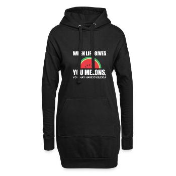 Quand la vie vous donne des melons... Chemise dyslexique - Sweat-shirt à capuche long Femme - noir - Devant