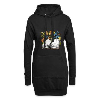 Bücher Shirt Geschenk - Hoodie-Kleid - Schwarz - Vorne