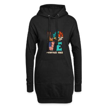 Love Vintage 1983 Chemise 40e anniversaire - Sweat-shirt à capuche long Femme - noir - Devant