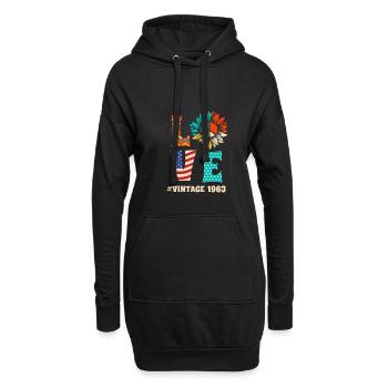 Vintage Retro 1963 60th Birthday Cadeau - Sweat-shirt à capuche long Femme - noir - Devant