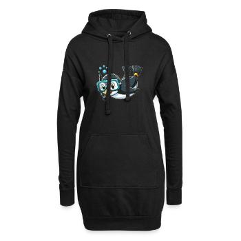 Süßer Pinguin Cartoon Taucher Tiefseetaucher - Hoodie-Kleid - Schwarz - Vorne