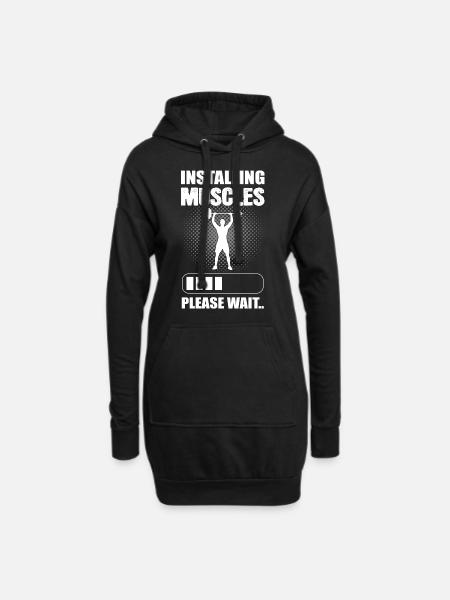 Installing Muscles Please Wait Bodybuilder - Hoodie-Kleid - Schwarz