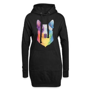 Lächelnder Australischer Rinderhund Blumen - Hoodie-Kleid - Schwarz - Vorne