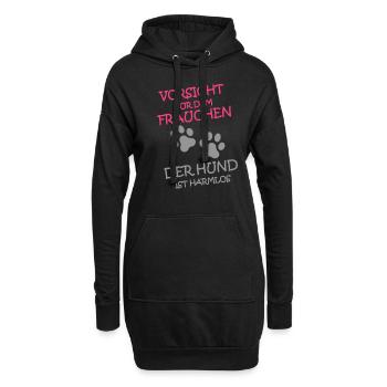 Vorsicht vor dem Frauchen - Hoodie-Kleid - Schwarz - Vorne