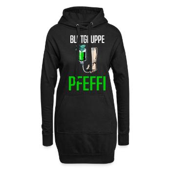 Blutgruppe Pfeffi - Suff Saufen Pfefferminzlikör - Hoodie-Kleid - Schwarz - Vorne