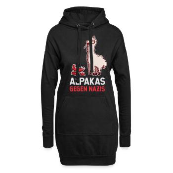 Alpakas gegen Nazis Anti-Rassismus Antifa BLM - Hoodie-Kleid - Schwarz - Vorne