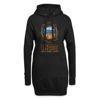 Liverpool Angleterre UK City Skyline Love Gold - Sweat-shirt à capuche long Femme - noir - Devant