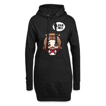 Niedliche Jesus Kawaii Geschenk Christliches Mädchen - Hoodie-Kleid - Schwarz - Vorne