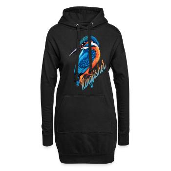 Martin-pêcheur mignon - Sweat-shirt à capuche long Femme - noir - Devant