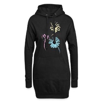 Bunte Blumen der Freundschaft - Hoodie-Kleid - Schwarz - Vorne