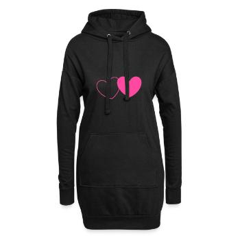 Saint-Valentin Cœur Rose, St. Valentin cadeau - Sweat-shirt à capuche long Femme - noir - Devant
