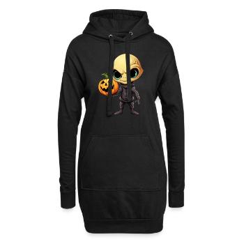 Alien d’Halloween avec citrouille - Sweat-shirt à capuche long Femme - noir - Devant
