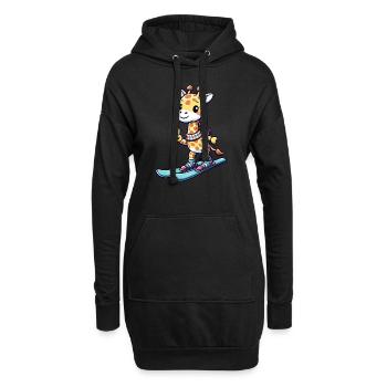 Girafe Ski Skieur Vacances De Ski Hiver Sports D’hiver - Sweat-shirt à capuche long Femme - noir - Devant