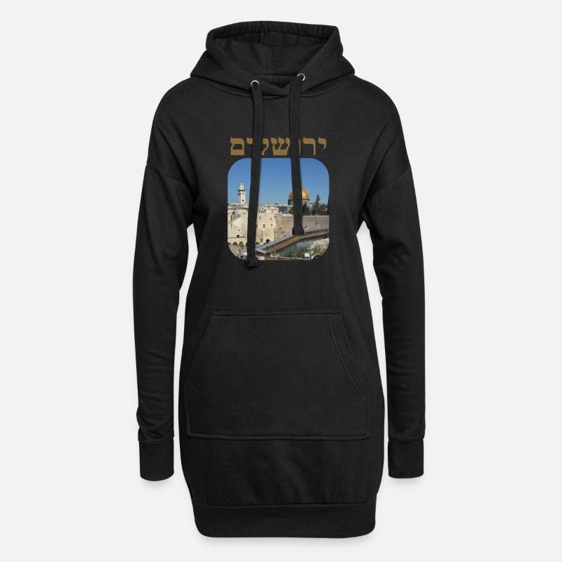 Jerusalem - Hoodie-Kleid - Schwarz