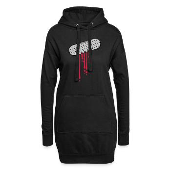 Patch de gouttes de sang - Sweat-shirt à capuche long Femme - noir - Devant