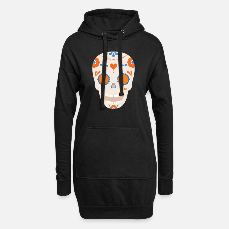 Skull - Hoodie-Kleid - Schwarz