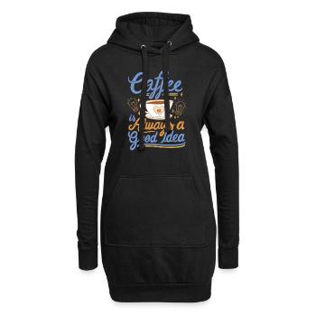 Kaffee-Enthusiast - Hoodie-Kleid - Schwarz - Vorne