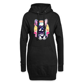 Illustration de chien bouledogue français - Sweat-shirt à capuche long Femme - noir - Devant