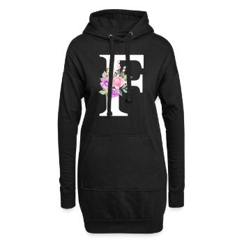 Lila Blumenbuchstabe F - Hoodie-Kleid - Schwarz - Vorne
