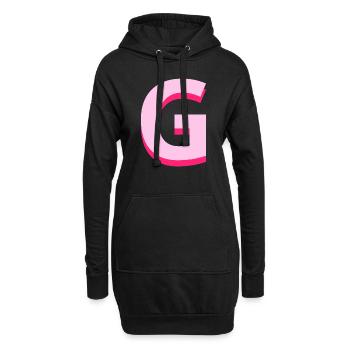 Pop- und moderner rosafarbener Buchstabe g - Hoodie-Kleid - Schwarz - Vorne