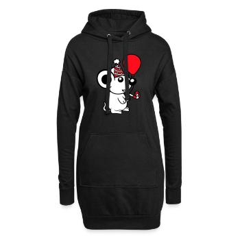 Souris Fête d’anniversaire Fête d’anniversaire Chapeau de fête - Sweat-shirt à capuche long Femme - noir - Devant