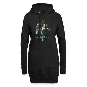 WK Palme Frau Kitesurferin - Hoodie-Kleid - Schwarz - Vorne